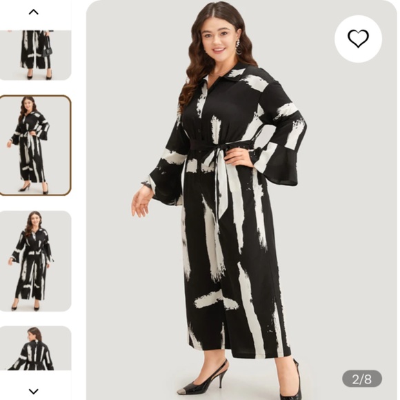 BLOOMCHIC BLACK AND WHITE BUTTON FRONT BRUSHSTROKE JUMPSUIT SIZE US 18-20 - Picture 9 of 9